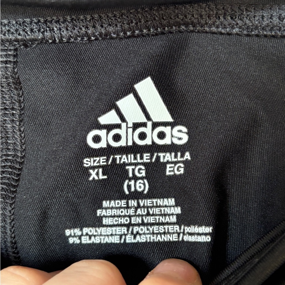 adidas Kids Leggings - Black with Pink and Blue Accents - Picture 9 of 9
